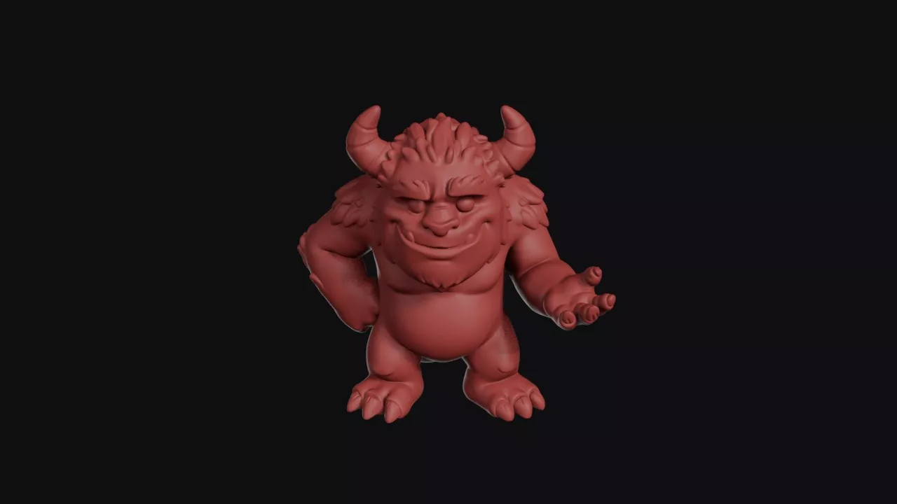 Friendly Horned Fur Ogre 3D print model