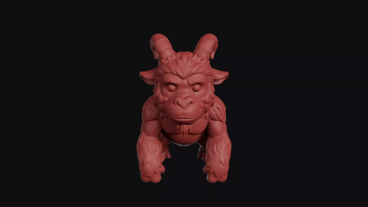 Horned Gorilla Ape Beast 3D print model