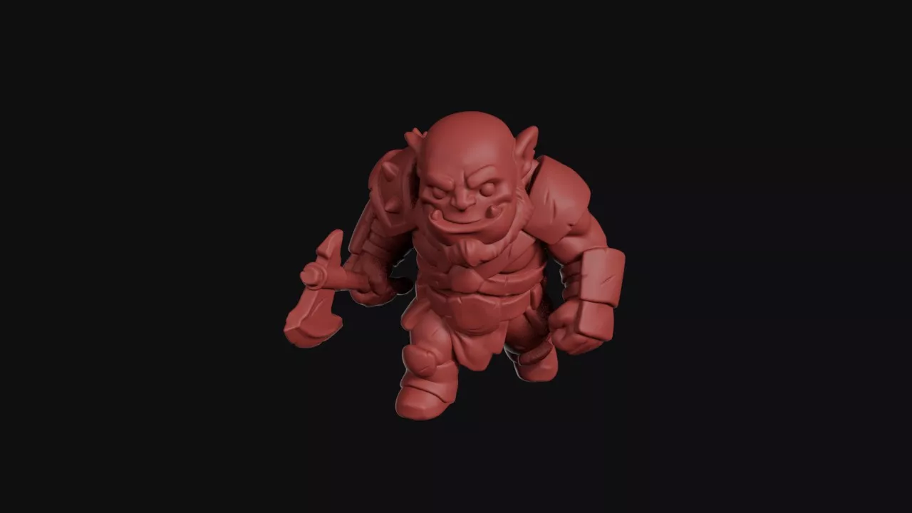 Green Orc Raider With Handaxe 3D print model
