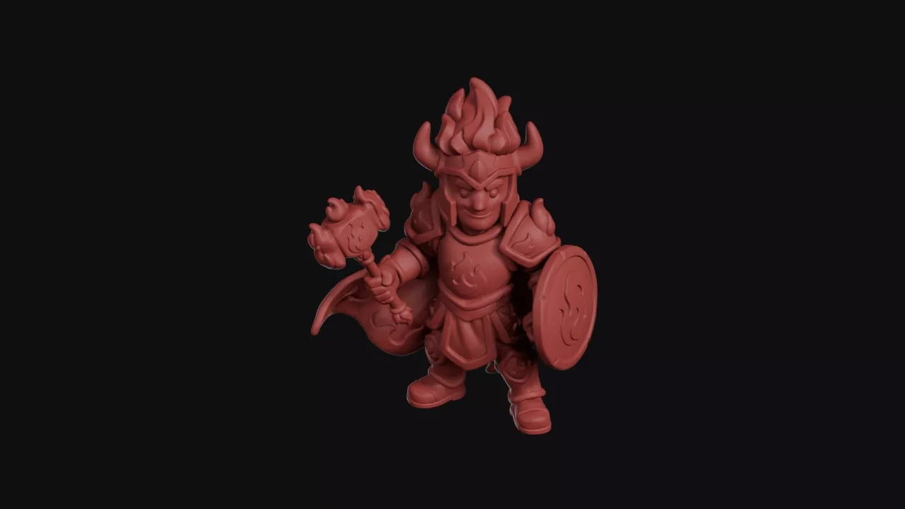 Flame Crowned Warlord With Mace 3D print model