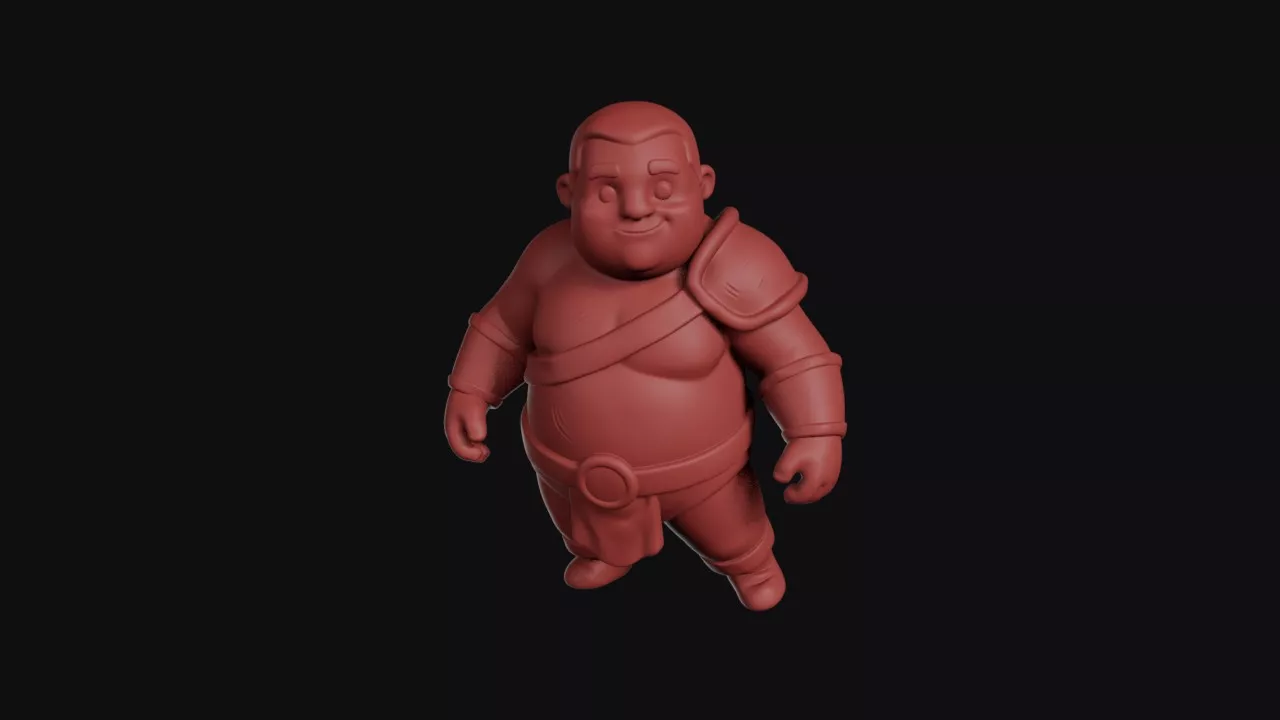 Chubby Shirtless Brawler Fighter 3D print model