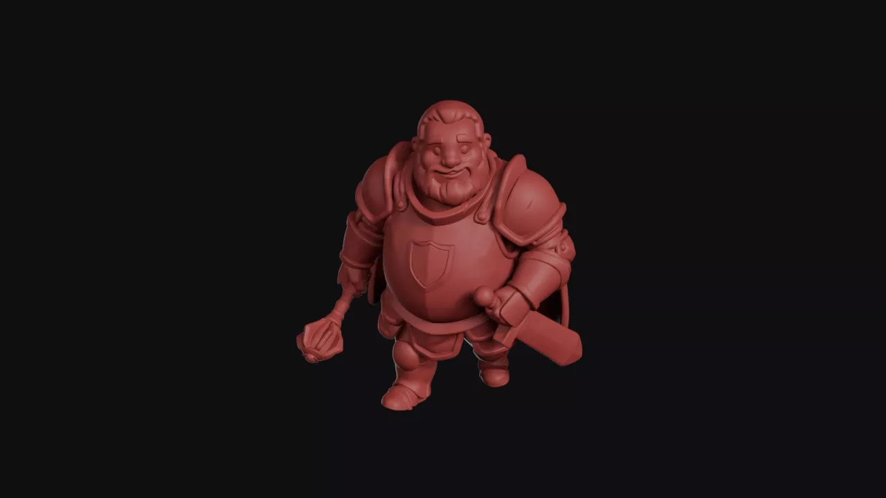 Portly Paladin With Mace Cape 3D print model