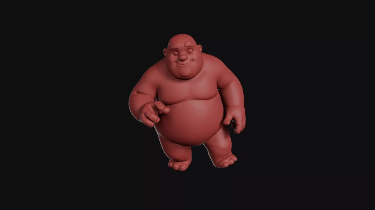 Big Bellied Bald Strongman 3D print model