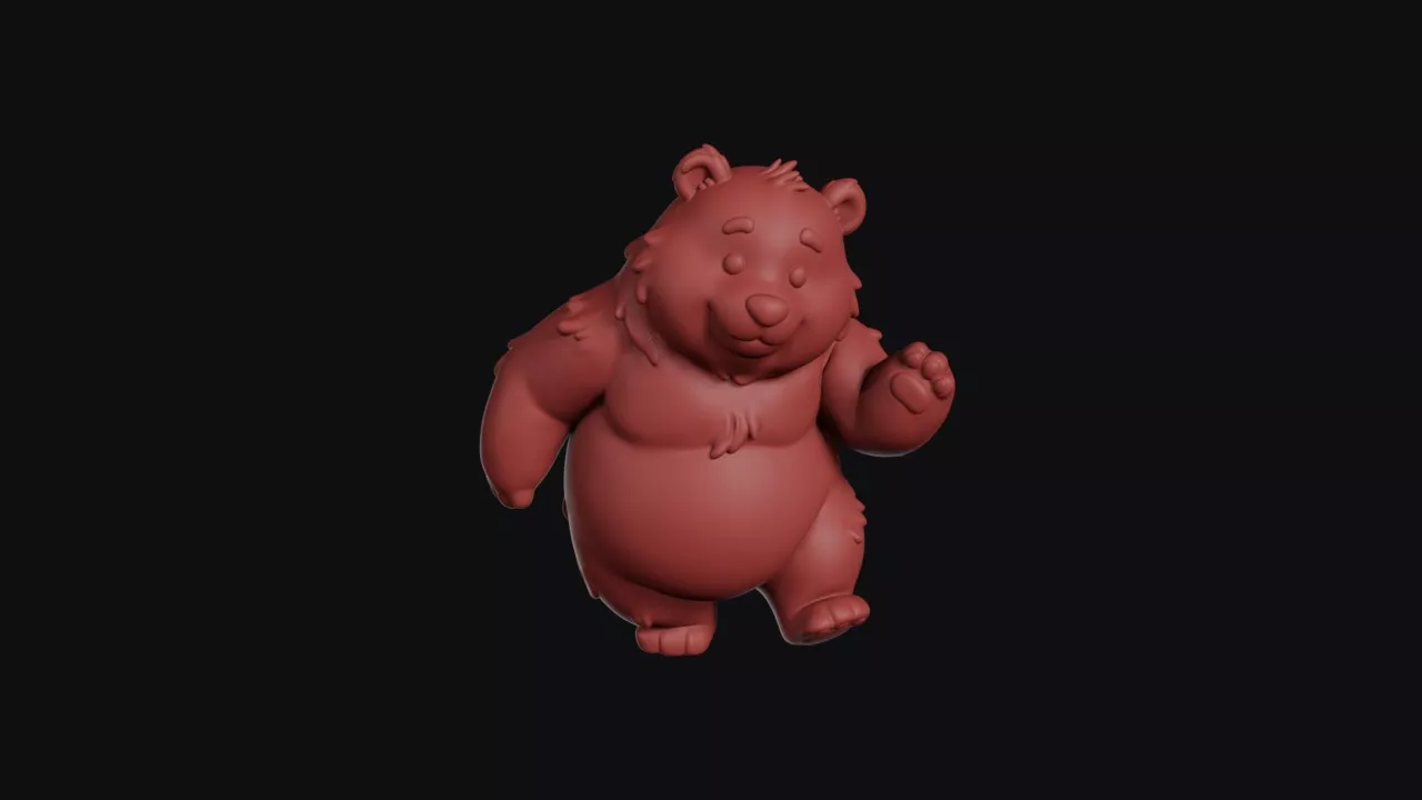 Round Fluffy Bear Standing 3D print model