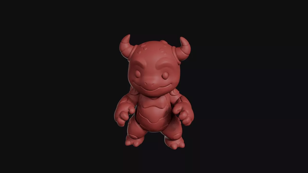 Chubby Horned Dragon Toy 3D print model