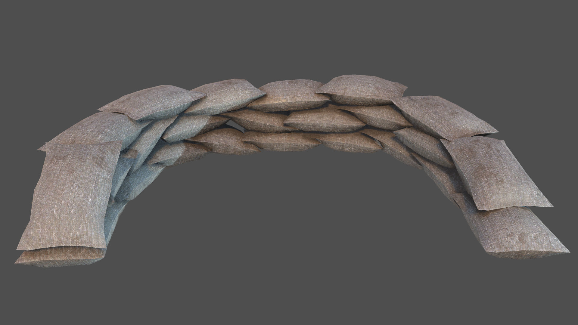 Sandbags Defense PBR Low-poly 3D model_4