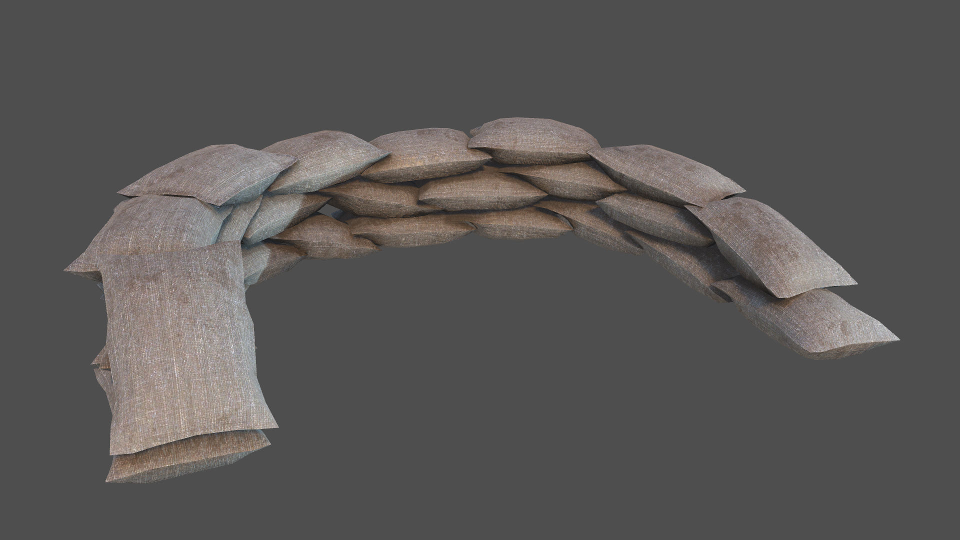 Sandbags Defense PBR Low-poly 3D model_3