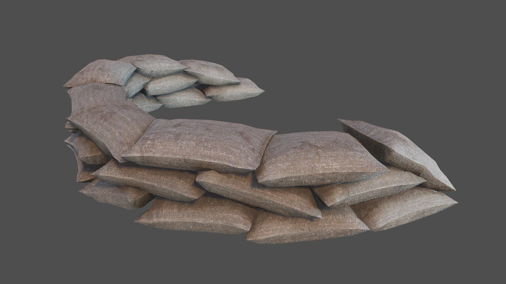 Sandbags Defense PBR Low-poly 3D model_2