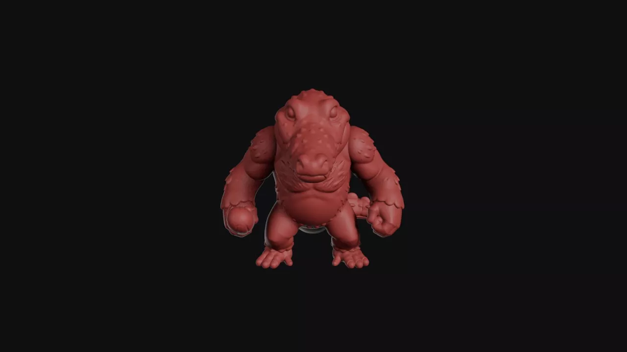 Crocodile Brute With Wooden Club 3D print model