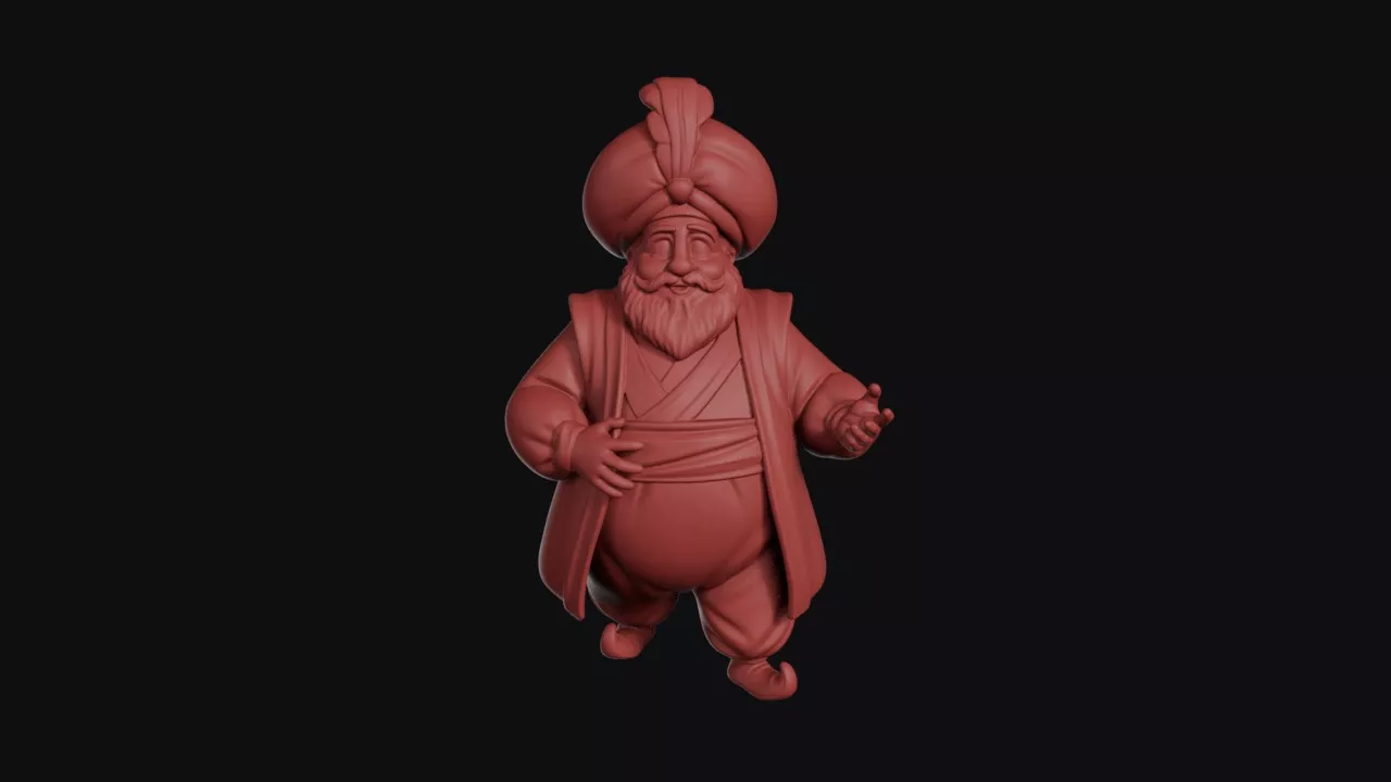 Plump Sultan In Feathered Turban 3D print model