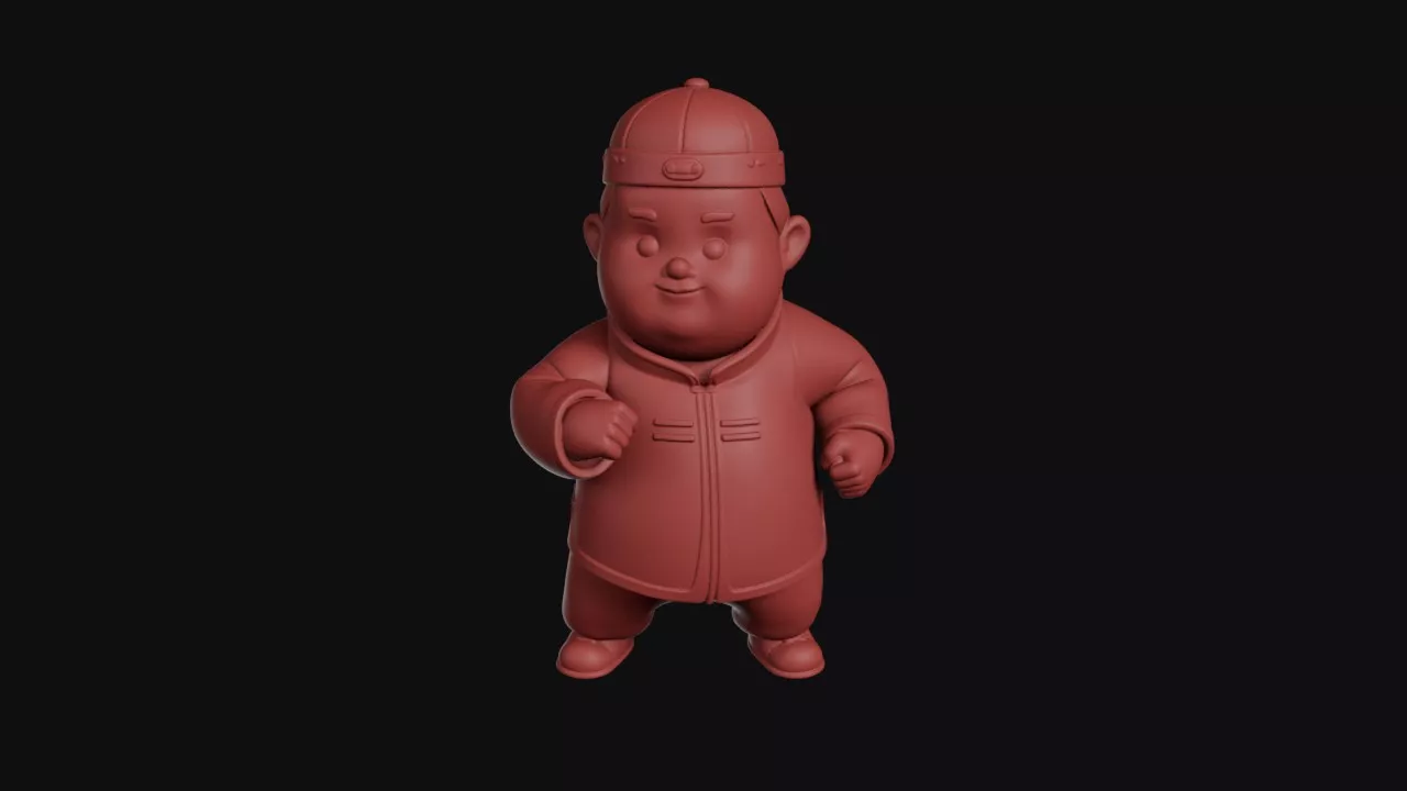 Chubby Man In Cap Jacket 3D print model