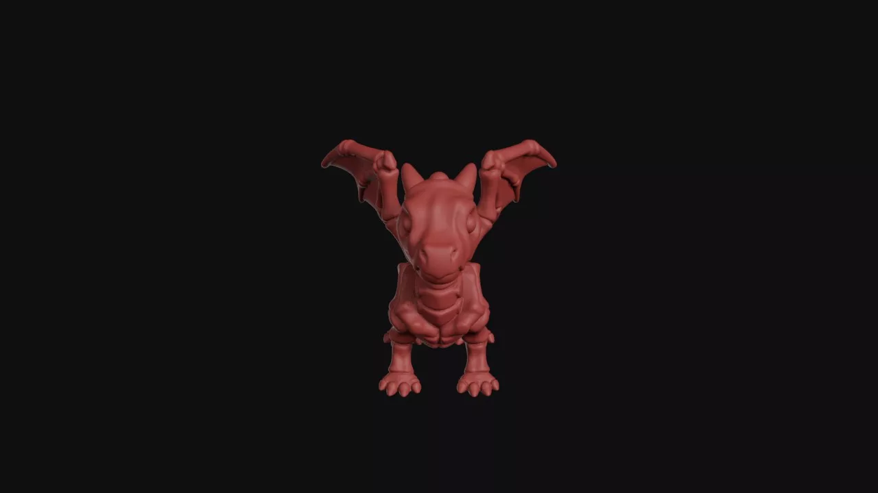 Skeletal Bone Dragon With Wings 3D print model