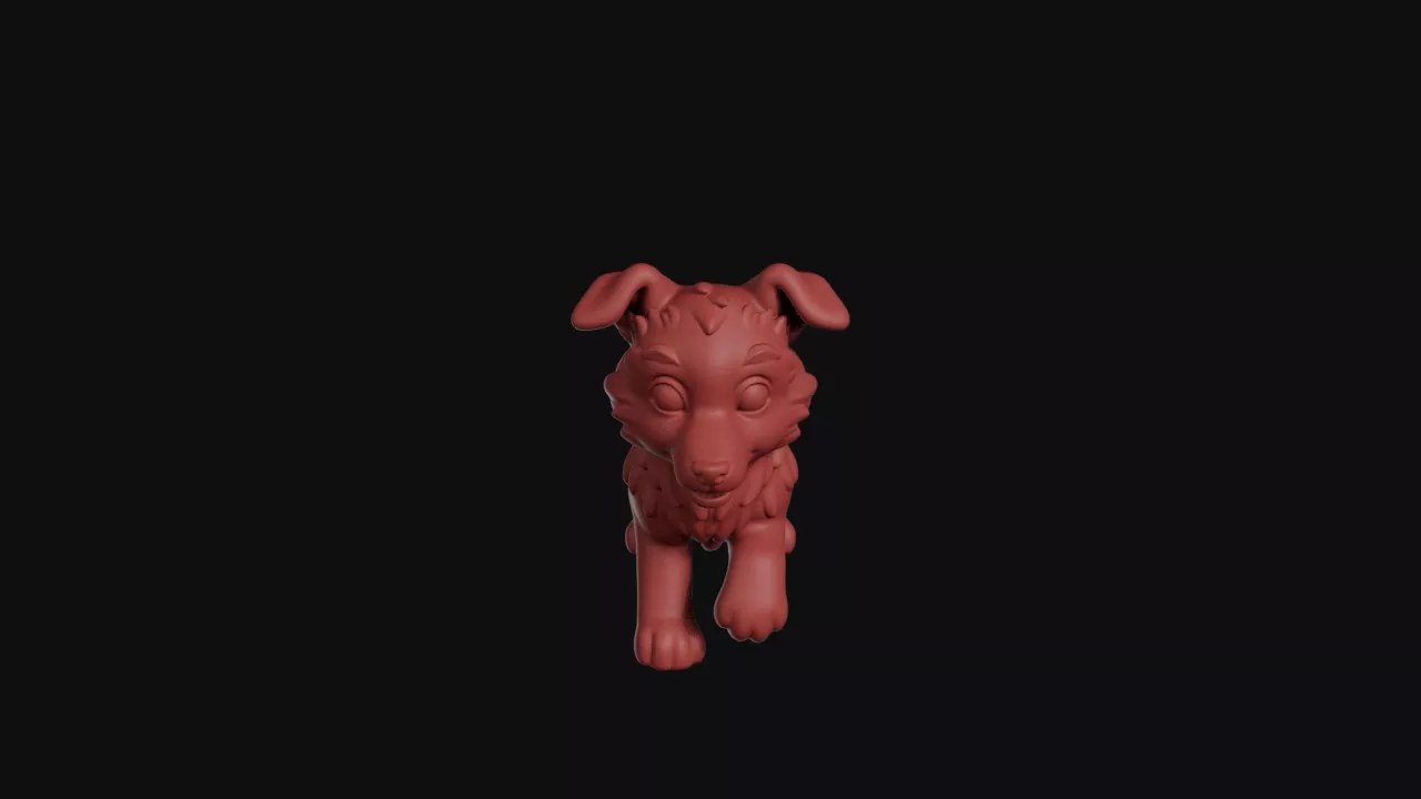 Fluffy Wolf Puppy Figurine 3D print model