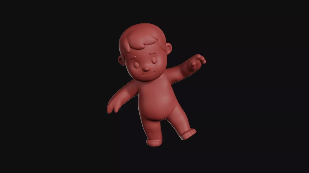Waving Chubby Toddler Figure 3D print model