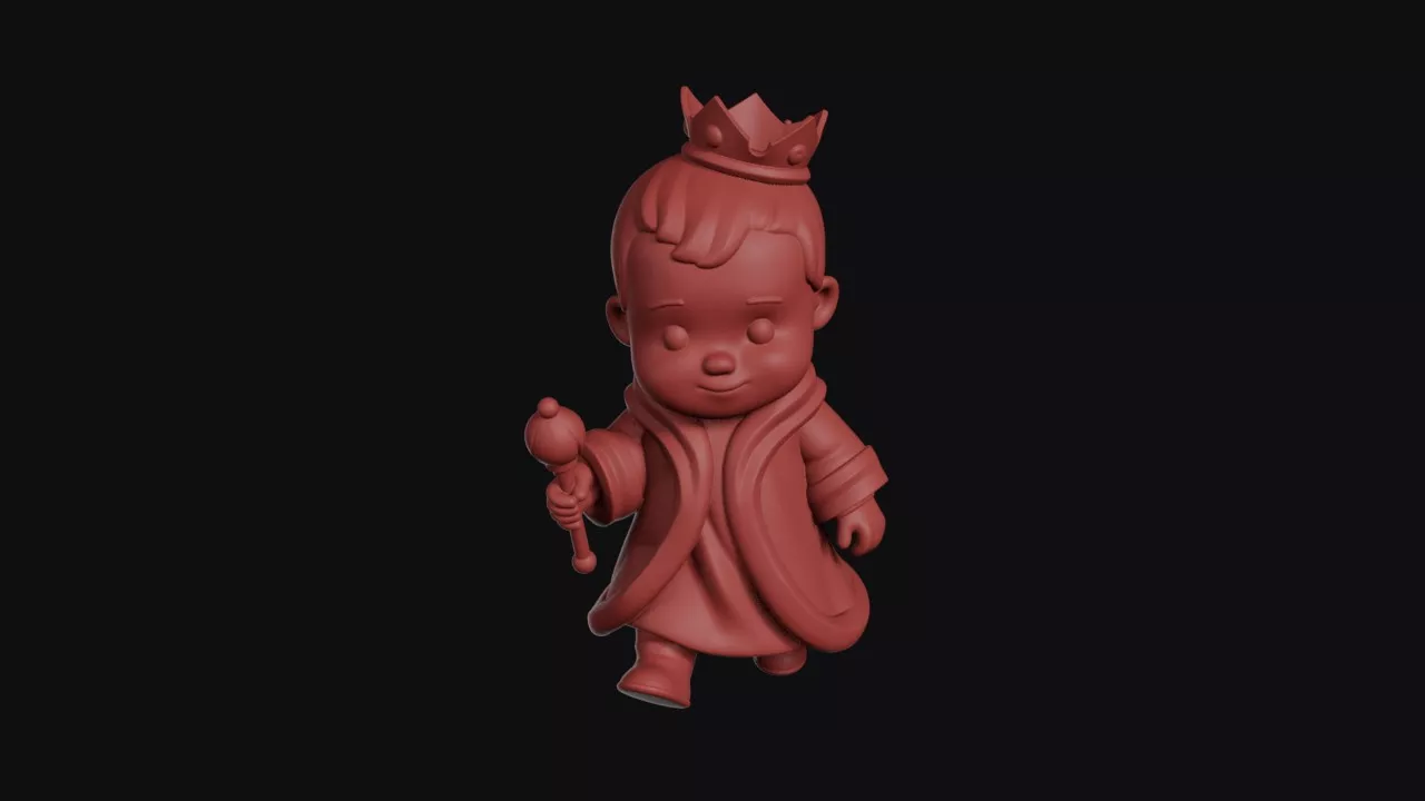 Baby King With Crown Scepter 3D print model