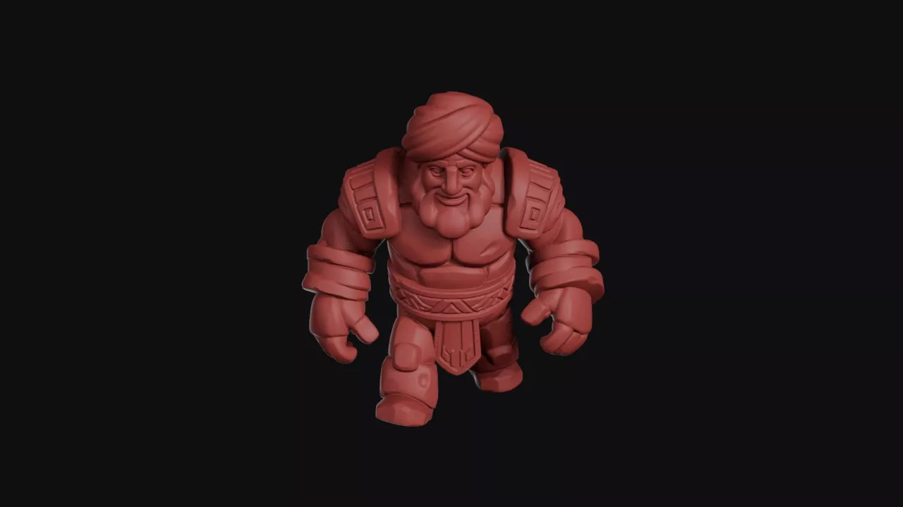 Turbaned Desert Strongman Golem 3D print model