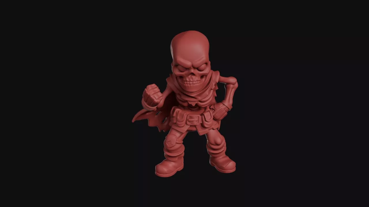 Angry Skeleton With Torn Cape 3D print model