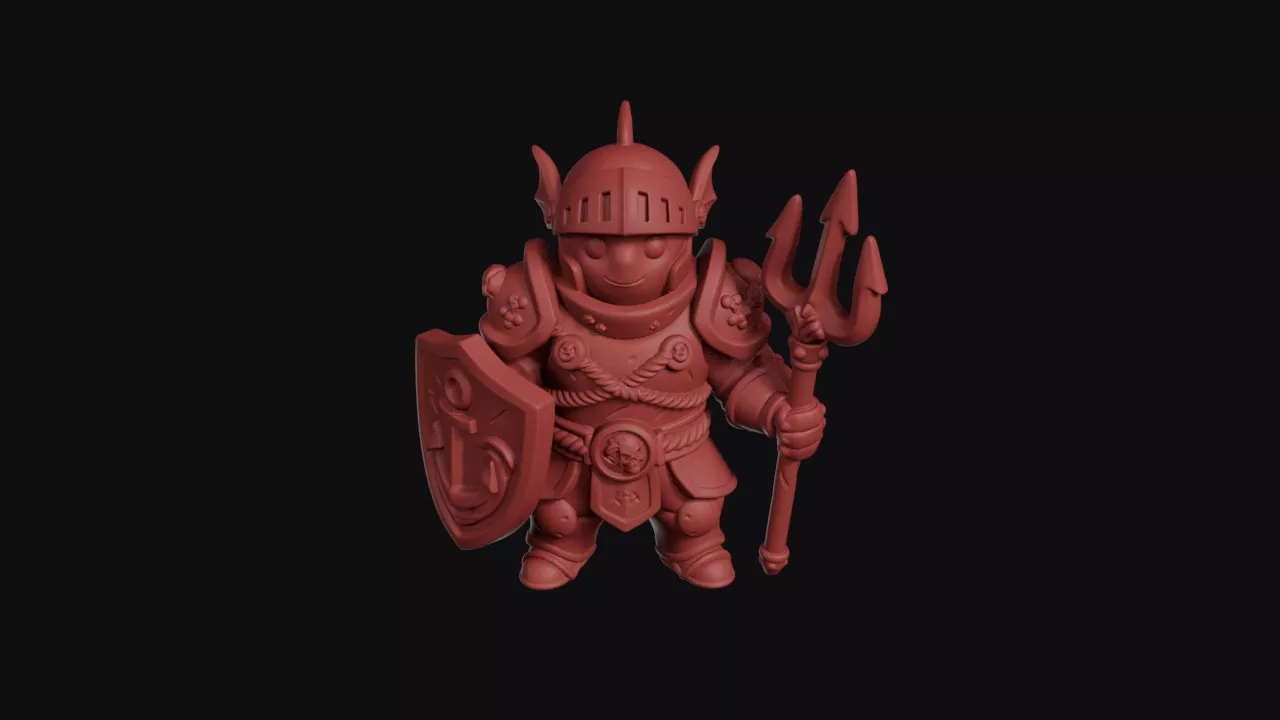 Trident Paladin With Anchor Shield 3D print model