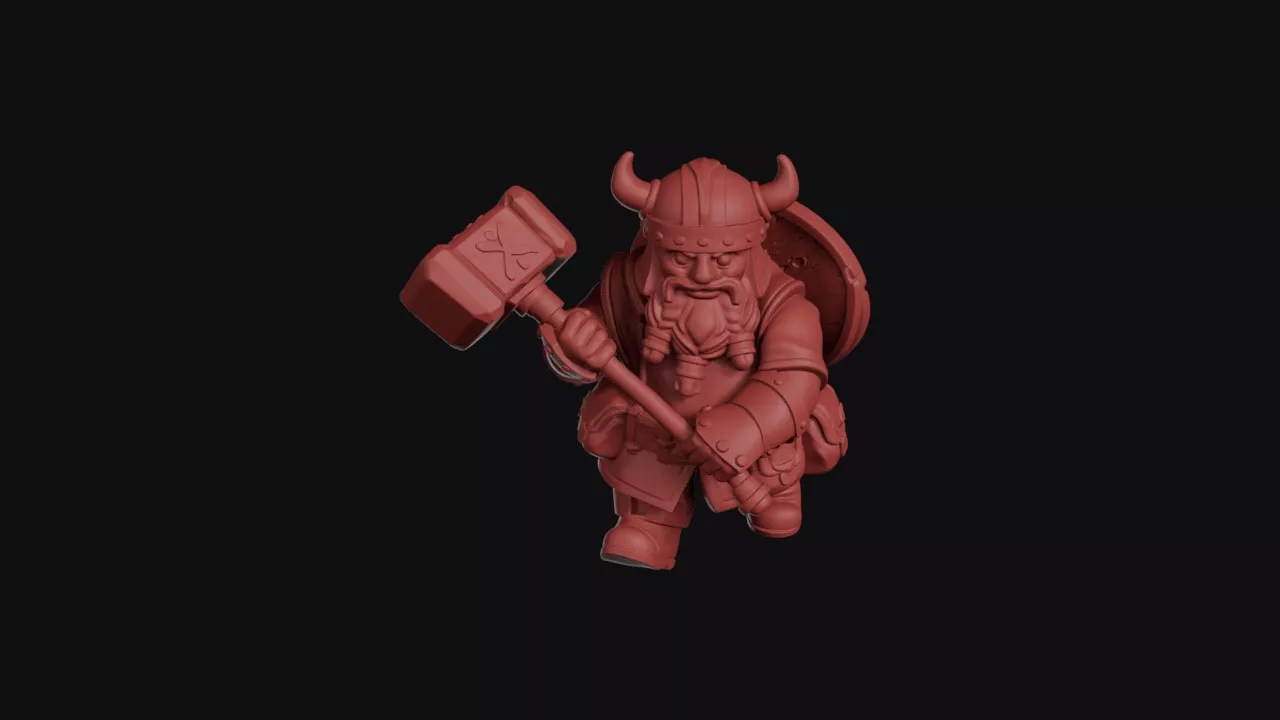 Bearded Dwarf With Great Maul 3D print model