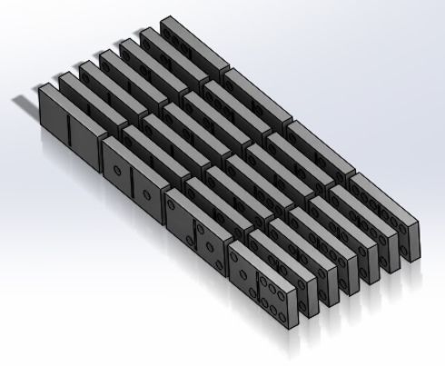Dominoes metal plate with four rows of slots 3D print model