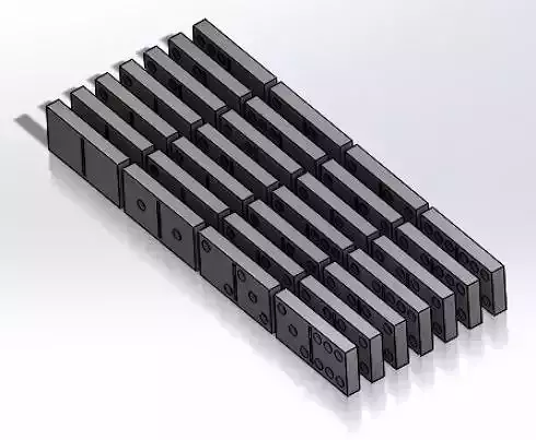 Dominoes metal plate with four rows of slots