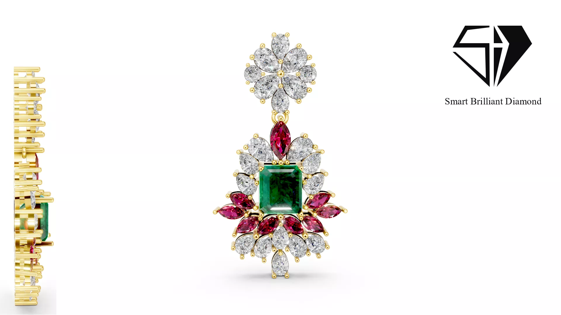 Royal Emerald Floral Luxe Pendant 3D Model jp0487 3D print model