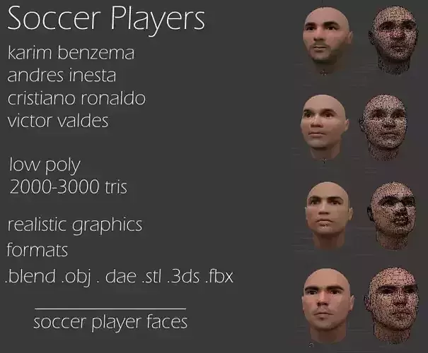 soccer players Free low-poly 3D model