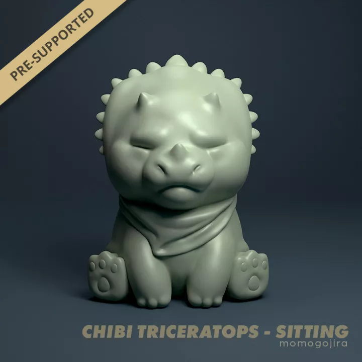 Chibi Triceratops Sitting 3D print model