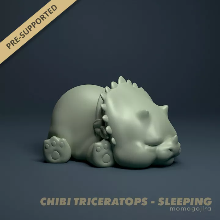 Chibi Triceratops Sleeping 3D print model
