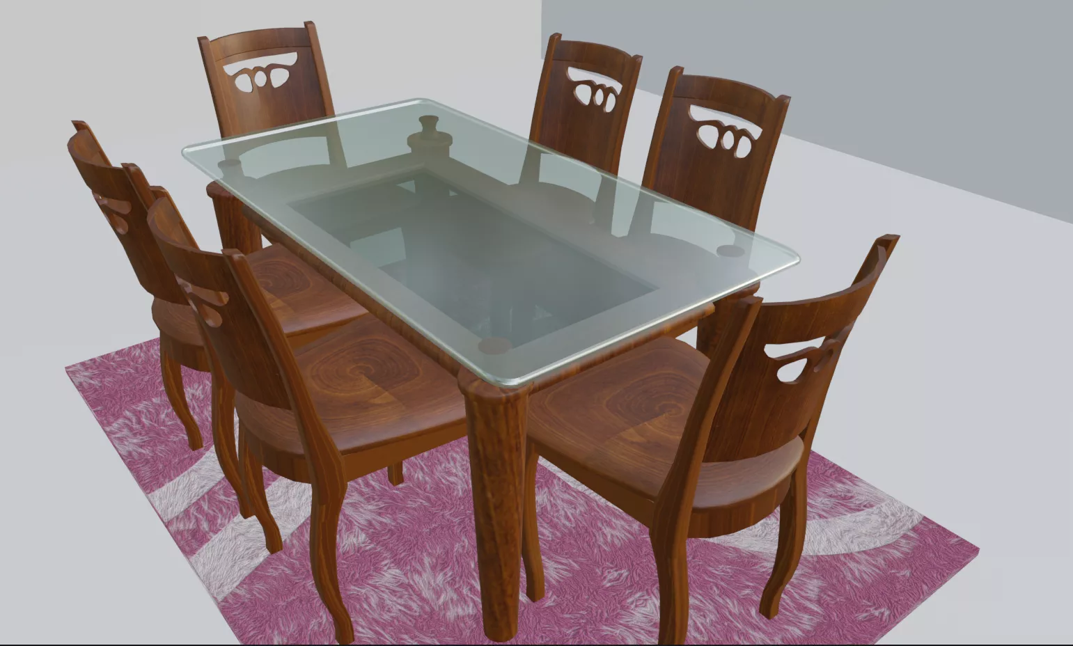 Wooden Glass Top Daining Set 3D model