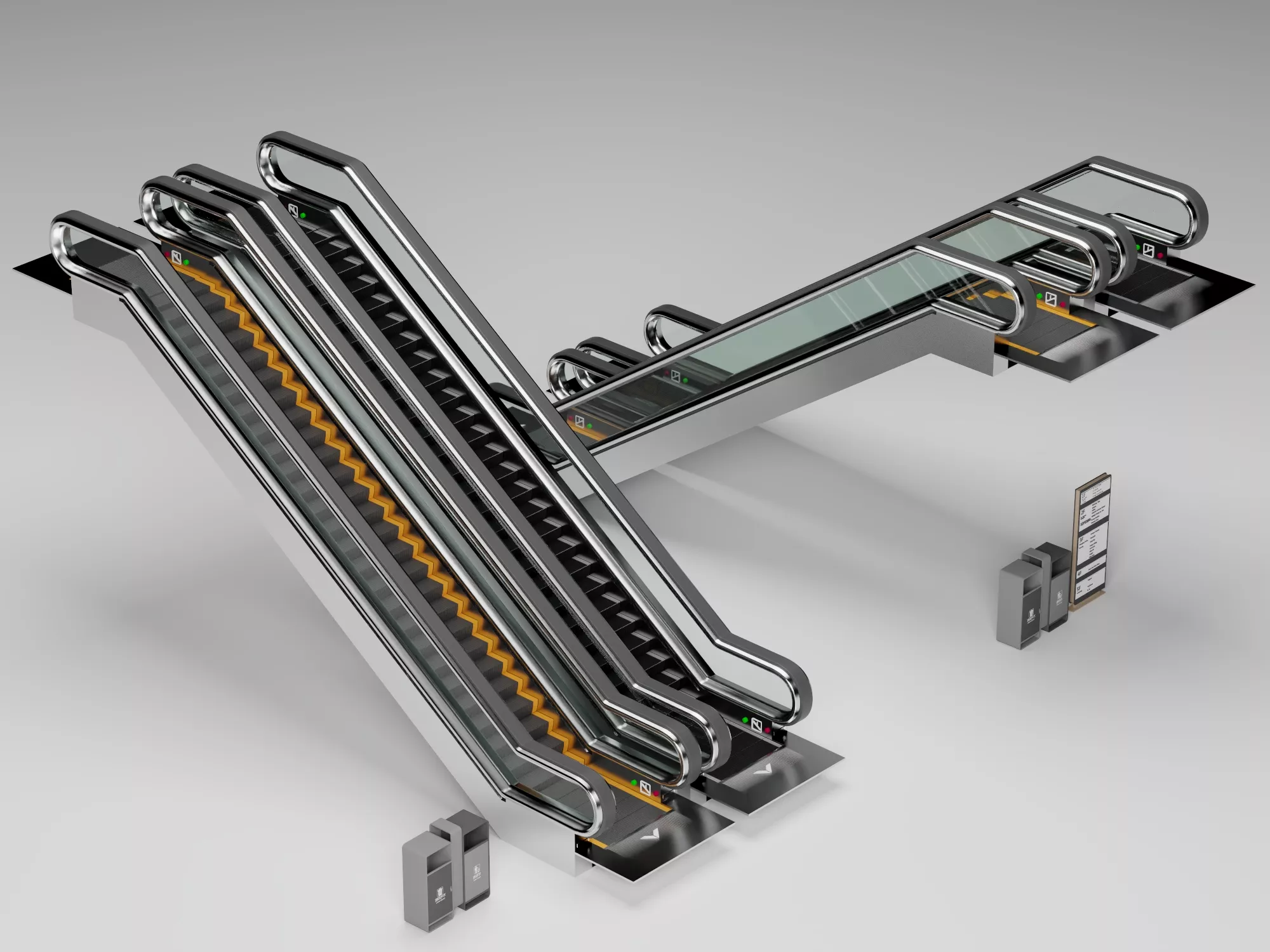 Modern Escalator Asset Set 3D model