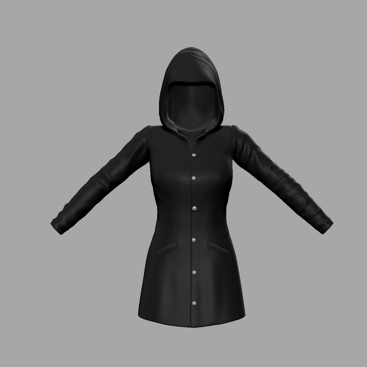 Hooded Coat 2 Low-poly 3D model_0