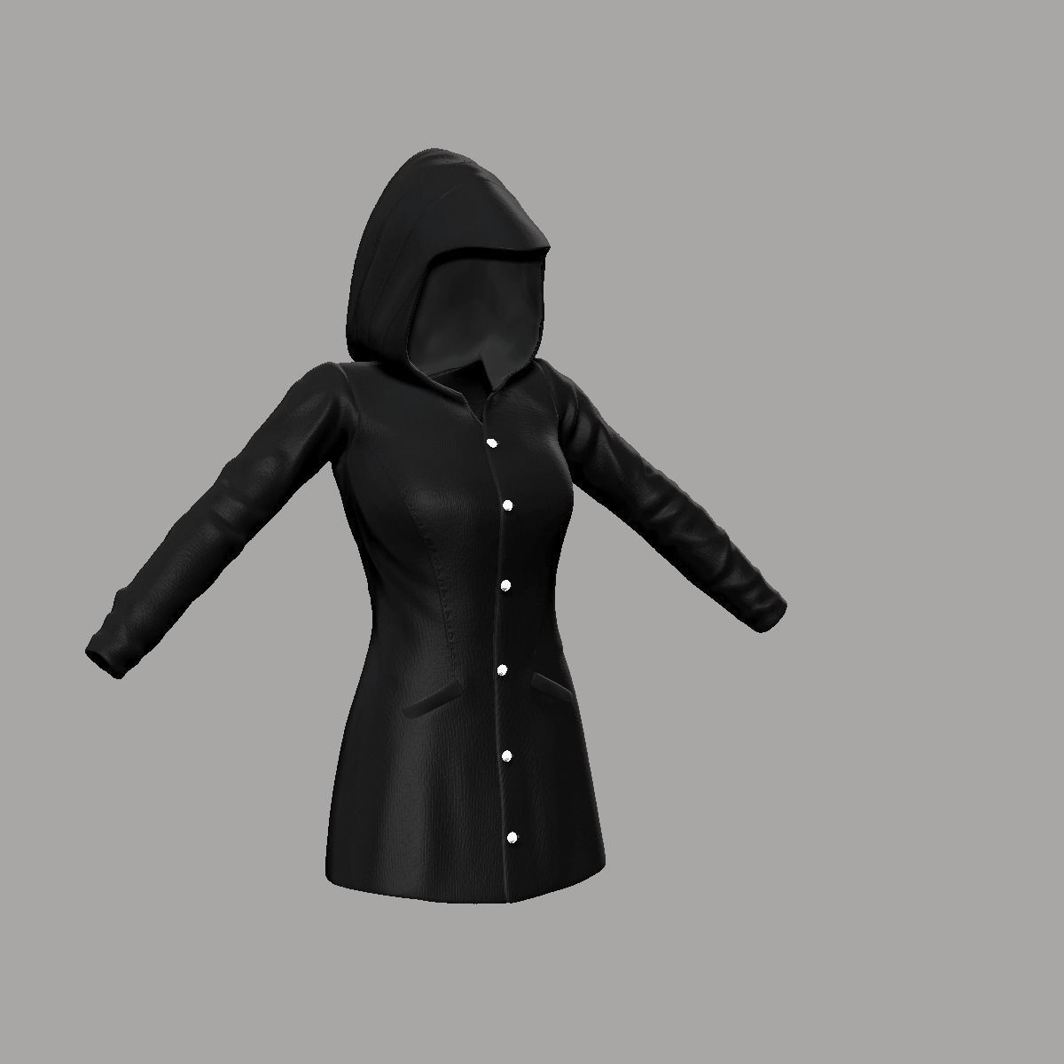 Hooded Coat 2 Low-poly 3D model_1