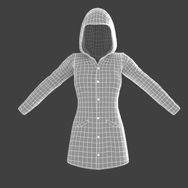 Hooded Coat 2 Low-poly 3D model_7