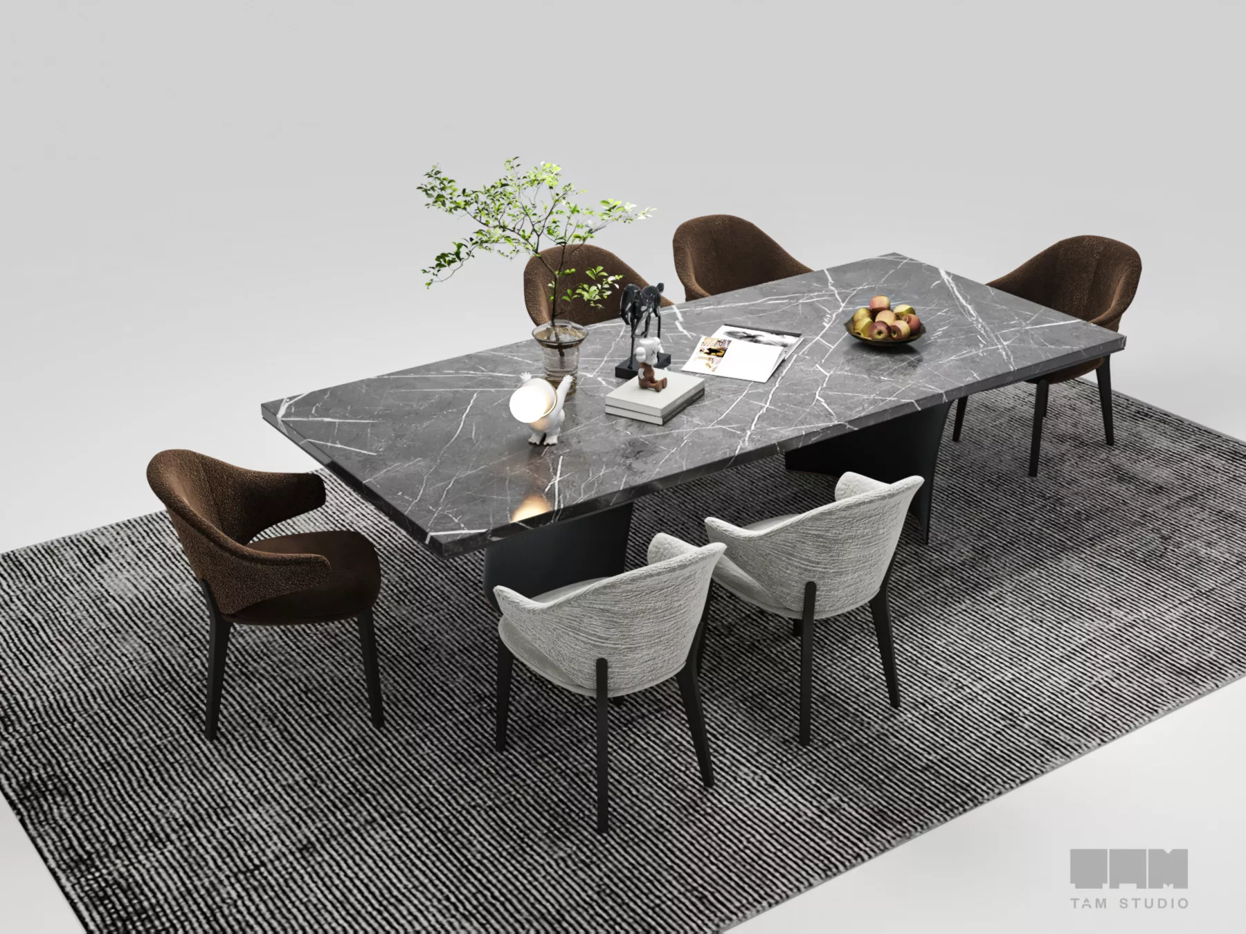 Modern Luxury Marble Dining Set 3D model