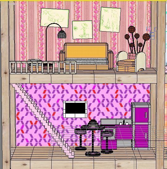 Wooden House for dolls Toy house 3D model_33