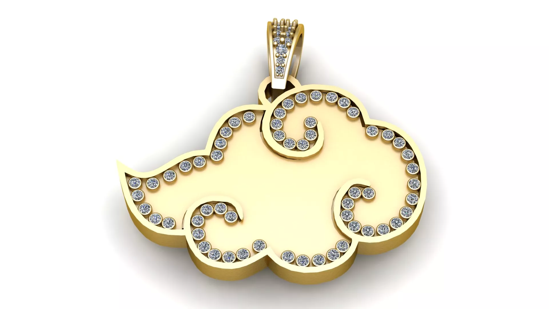 Diamond Cloud Swirl Gold Pendant 3D print model