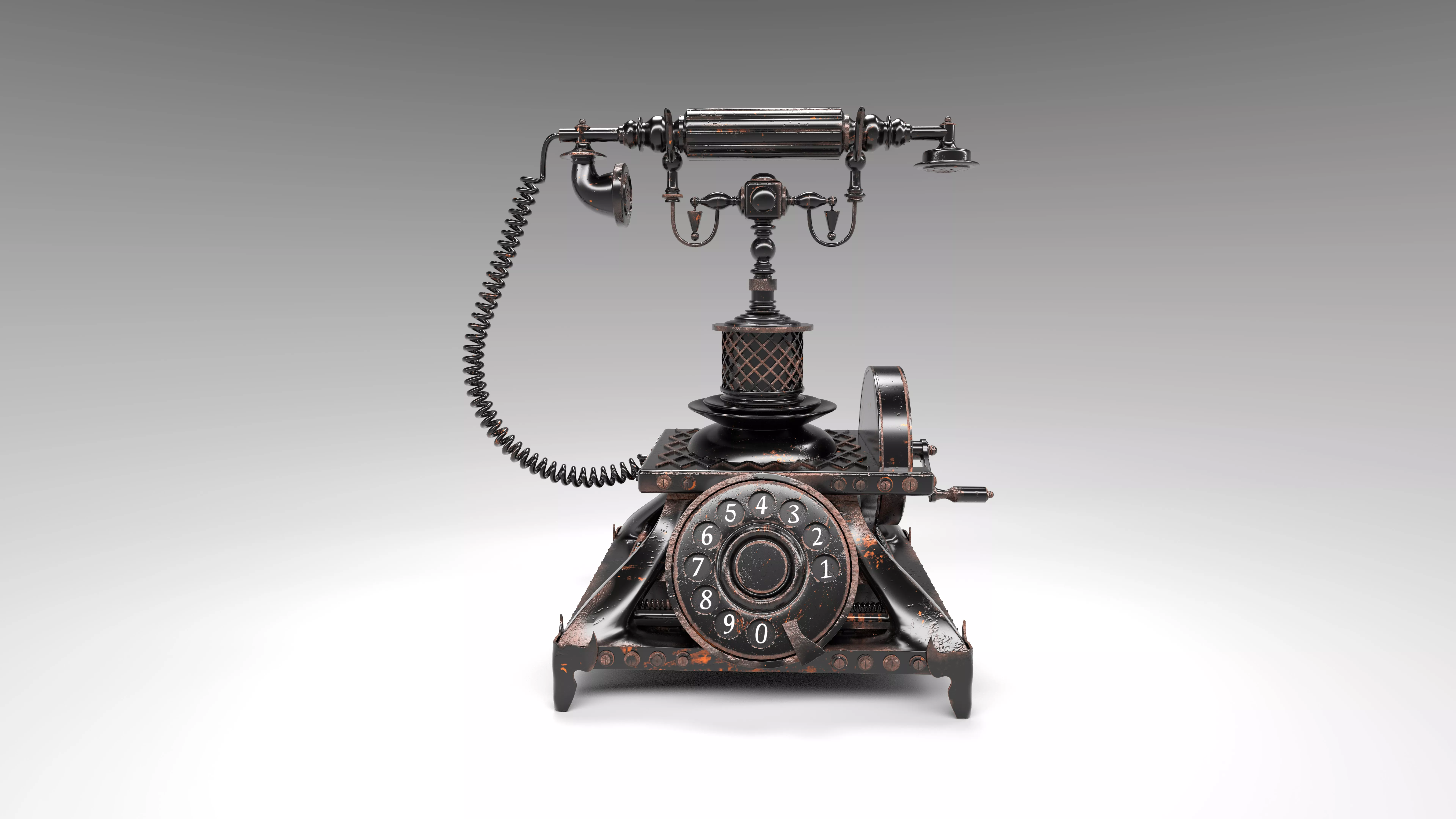 Vintage Antique Rotary Telephone 3D Model Low-poly 3D model