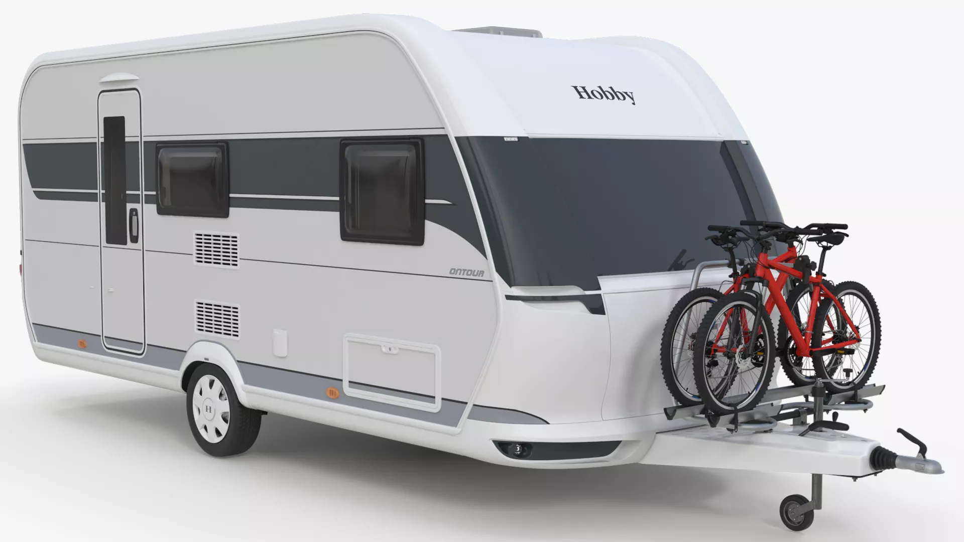 Hobby 470KMF Caravan with Two Bicycles 3D model