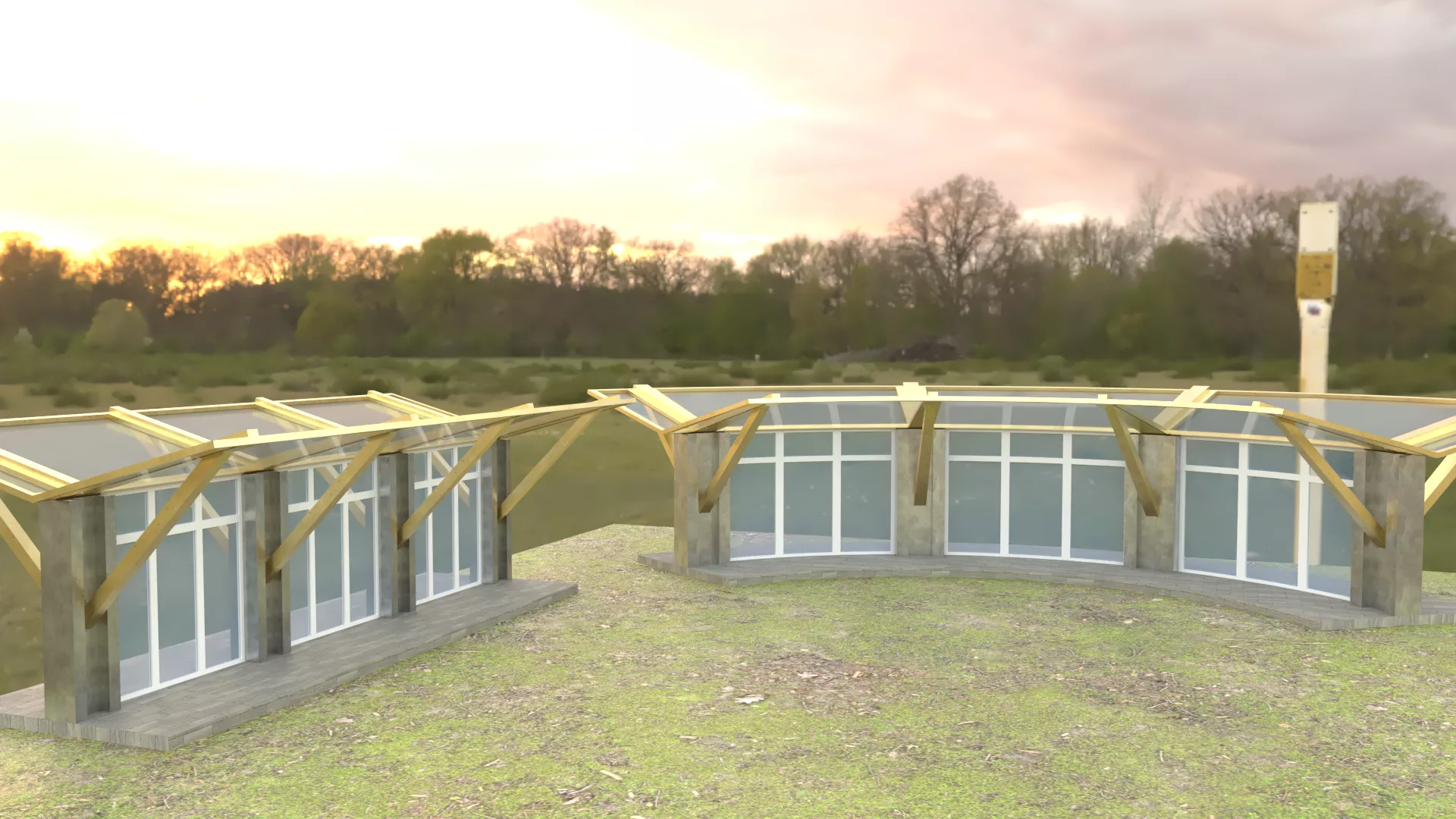 Modular Public Transport Bus Stop Canopy Shelter Free low-poly 3D model