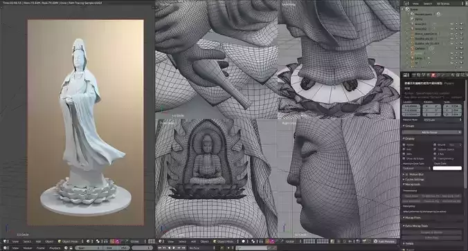 Bodhisattva statue 3D model