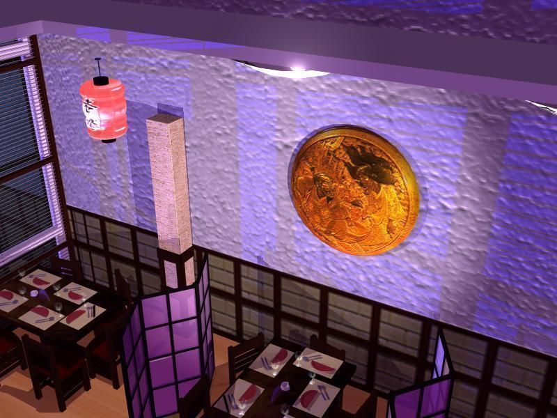 Japanese Restaurant Interior 3D model_3