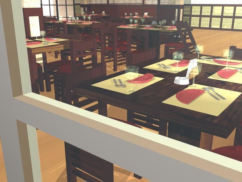 Japanese Restaurant Interior 3D model_1