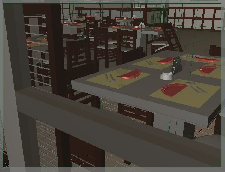 Japanese Restaurant Interior 3D model_4