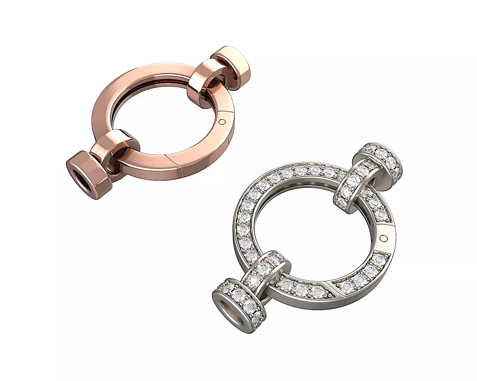 Diamond Circle Hook Clasp with Round End Caps 3D print model