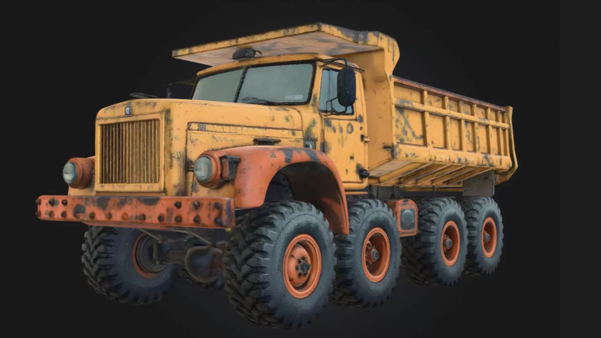 Rusty Orange Dump Truck 3D Model 3D model