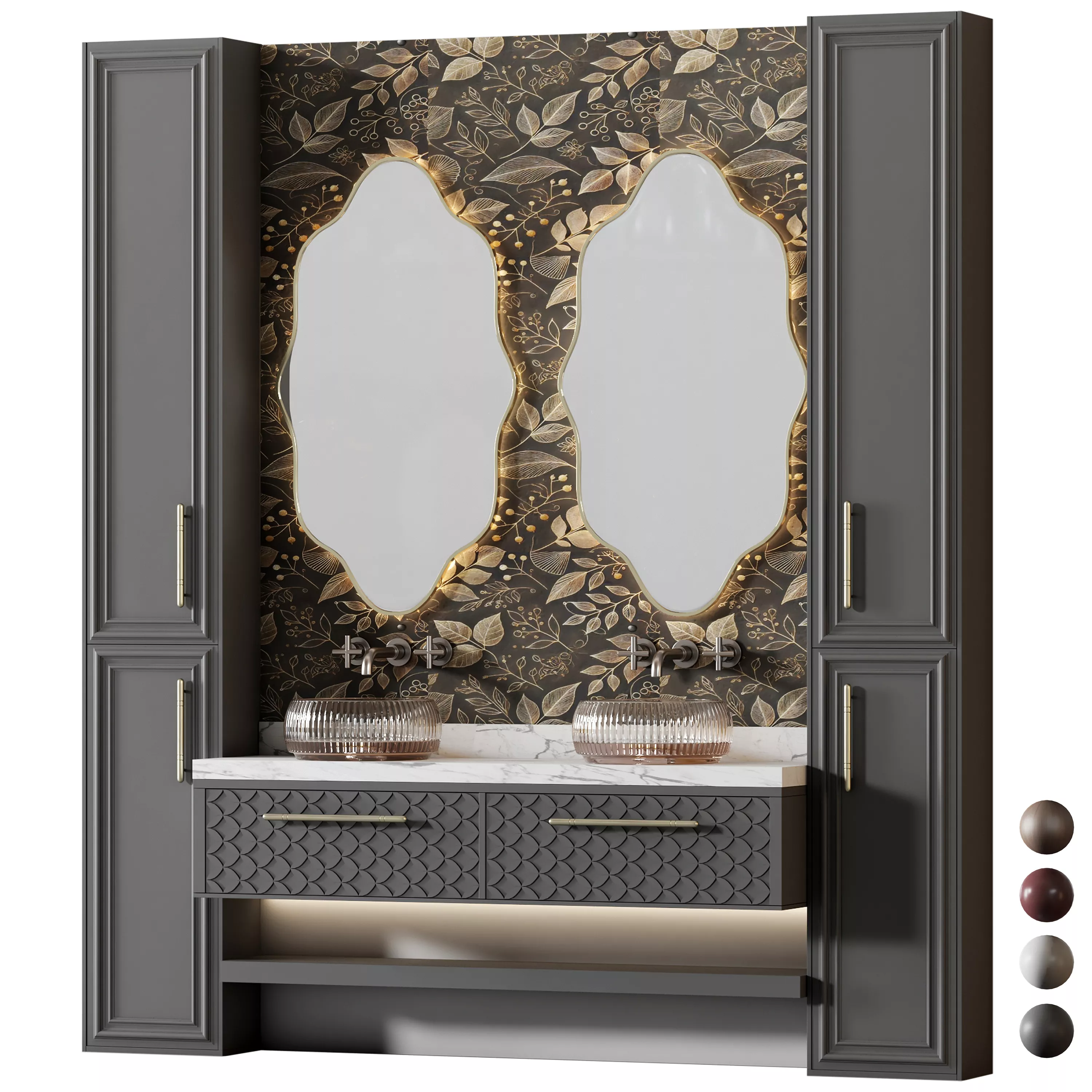 Bathroom furniture 069 in a modern minimalist style Low-poly 3D model