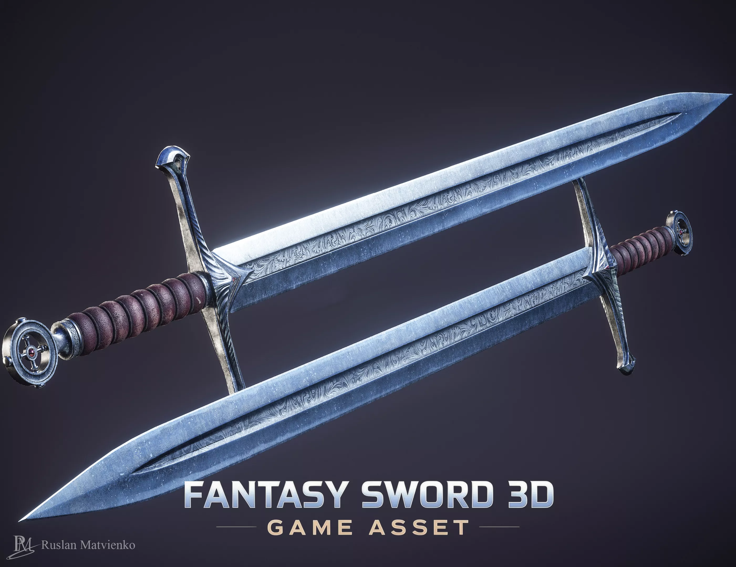Fantasy Sword Low-poly 3D model