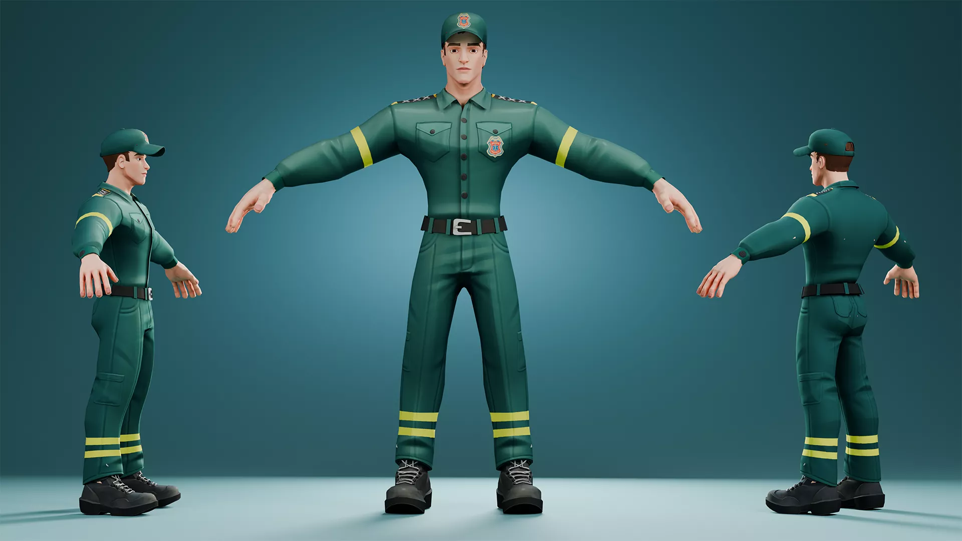 Rigged Paramedic Male Ambulance Officer EMT 3D model