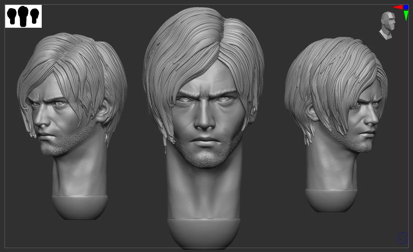Leon RE9 Neck head sculpt 3D print model